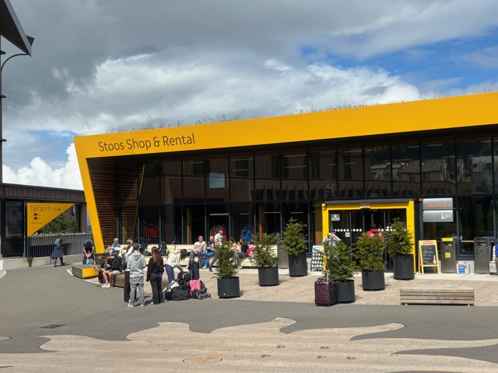 a group of people outside a building