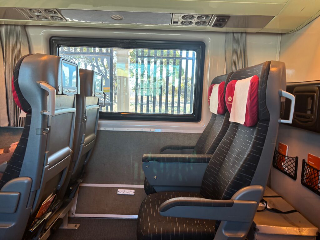 a seats in a train