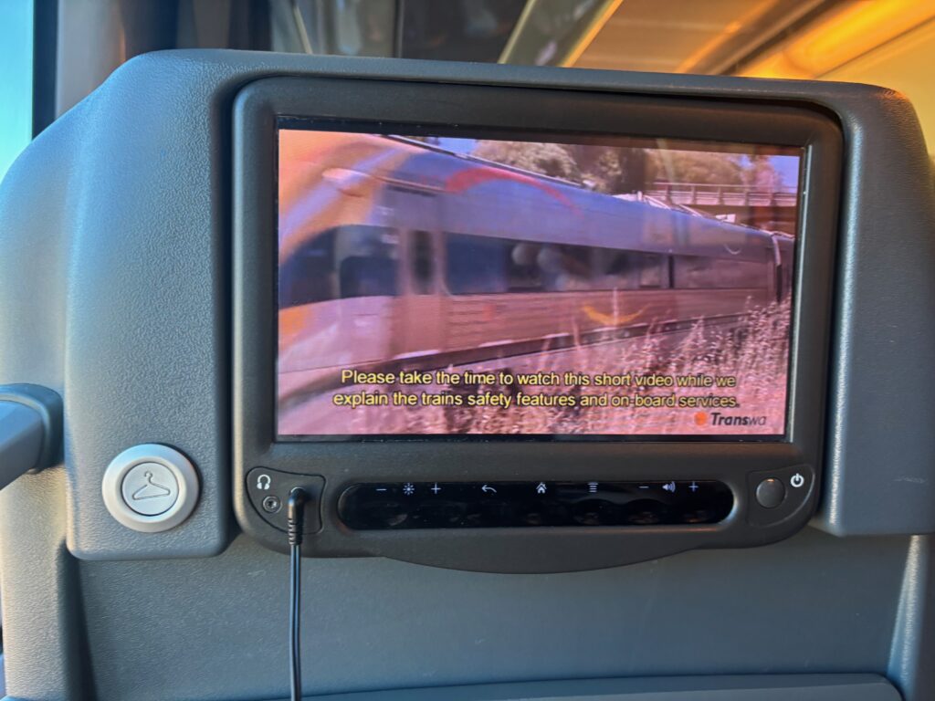a small screen with a picture of a train on it