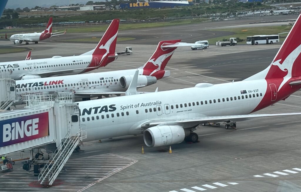airplanes parked at an airport