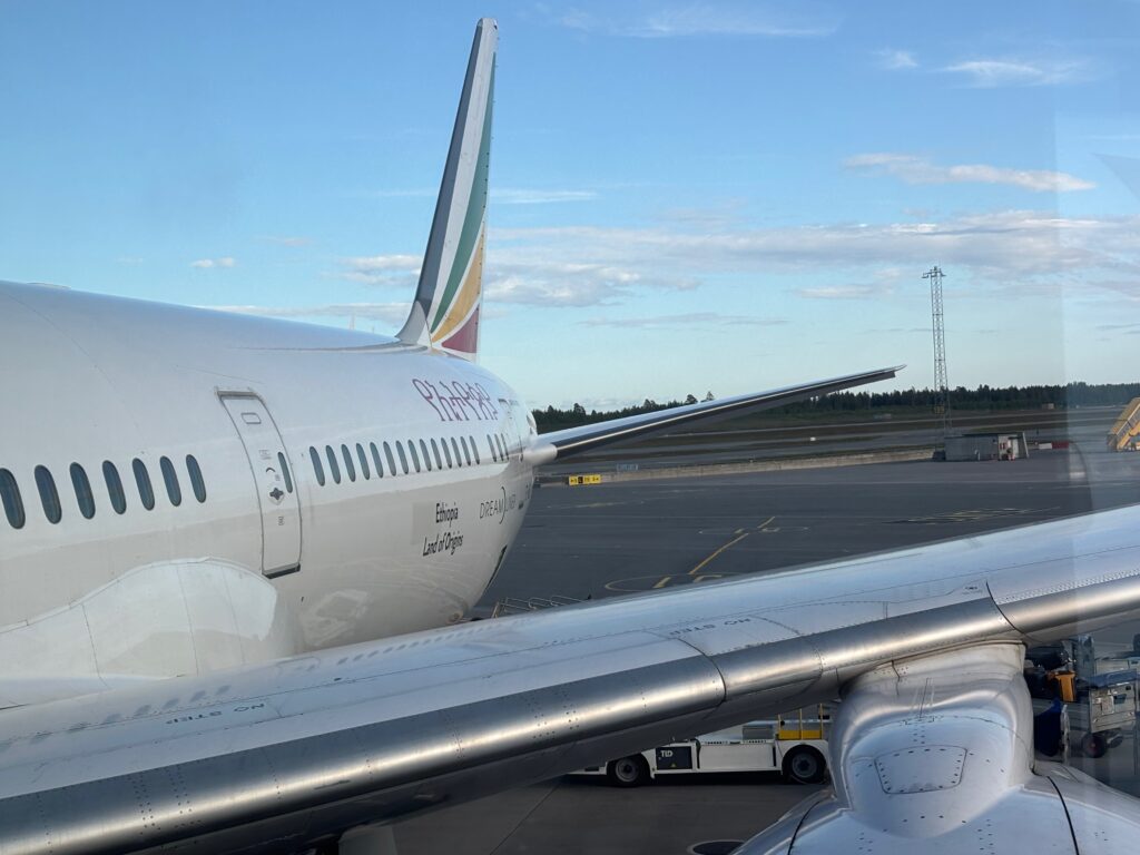 a plane parked on the tarmac