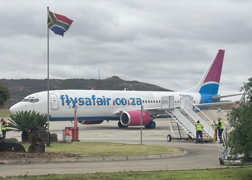 a plane on the runway