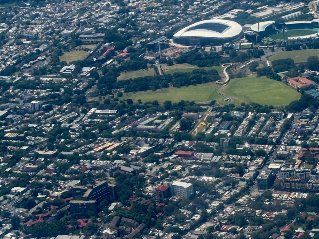 an aerial view of a city
