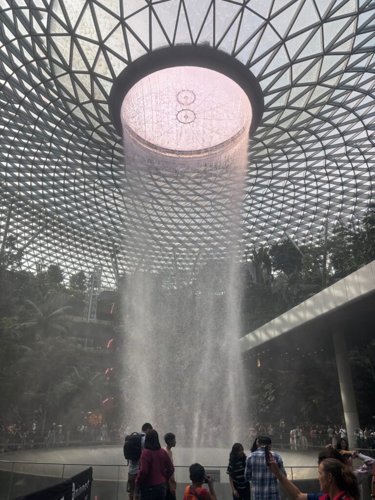 a water falling from a ceiling