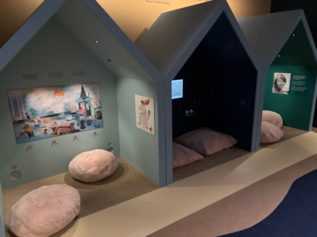 a group of pillows in a room