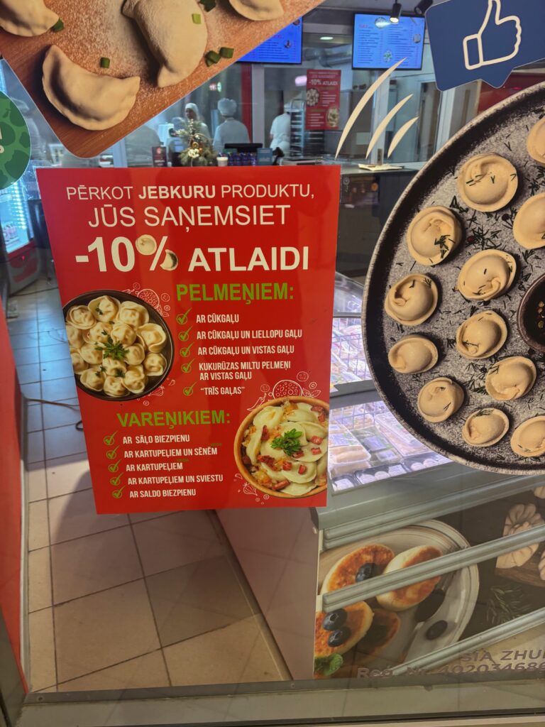 a sign with food on it