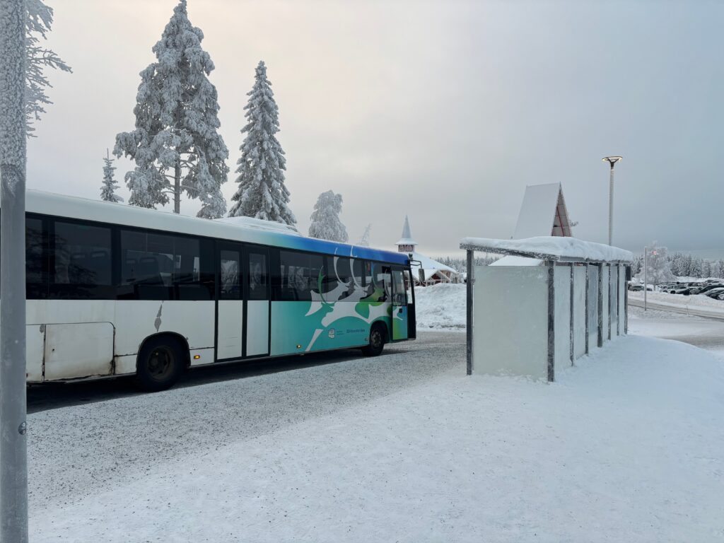 a bus parked in the snow