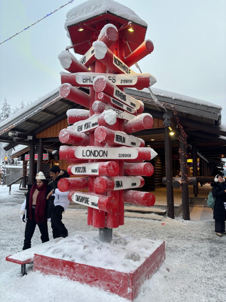a sign post with many signs on it