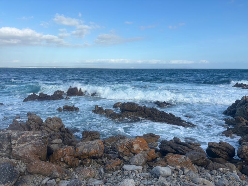 waves crashing on rocks