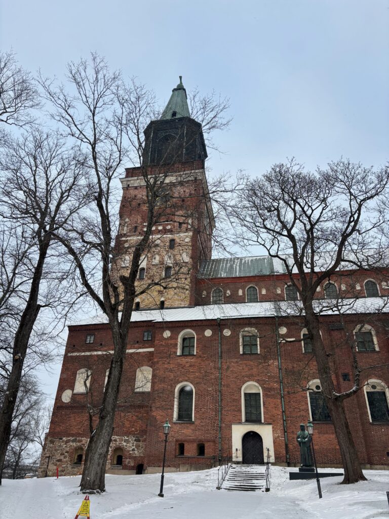 a brick building with a tower