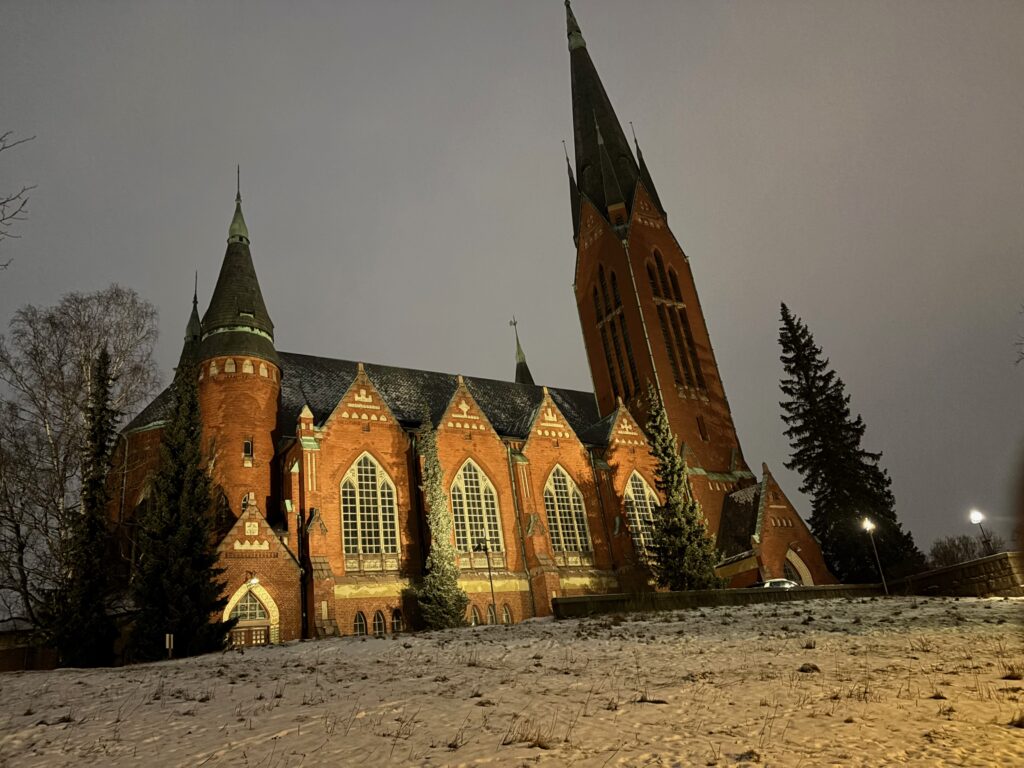 a building with a snow covered ground