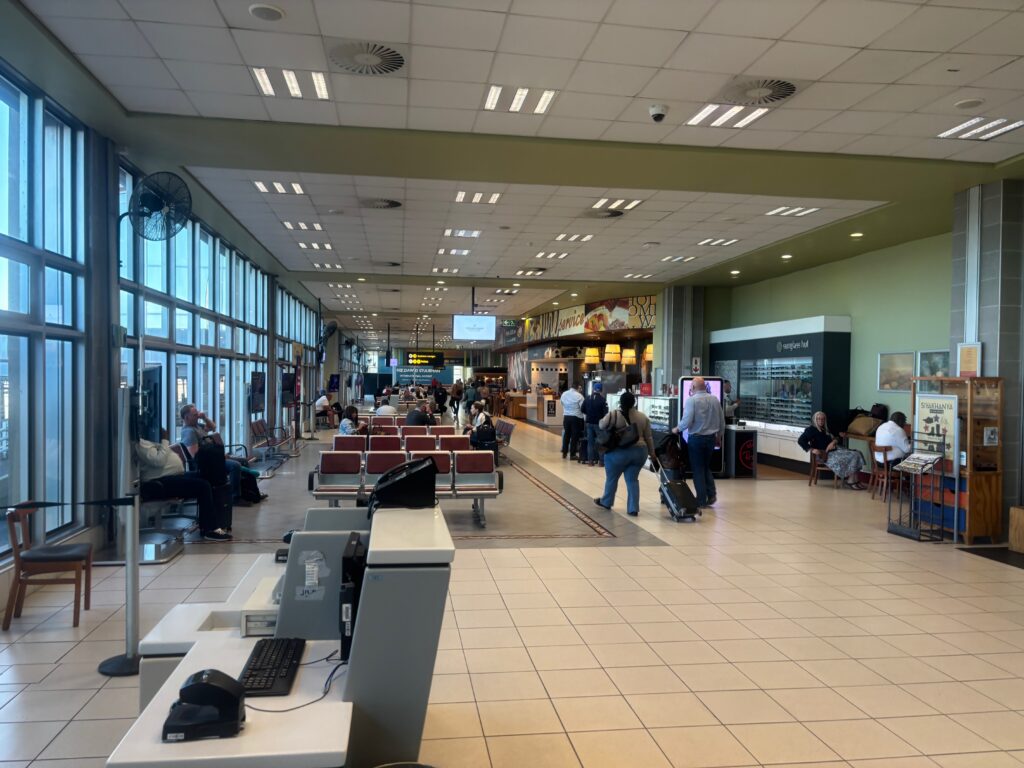 people in a large airport terminal