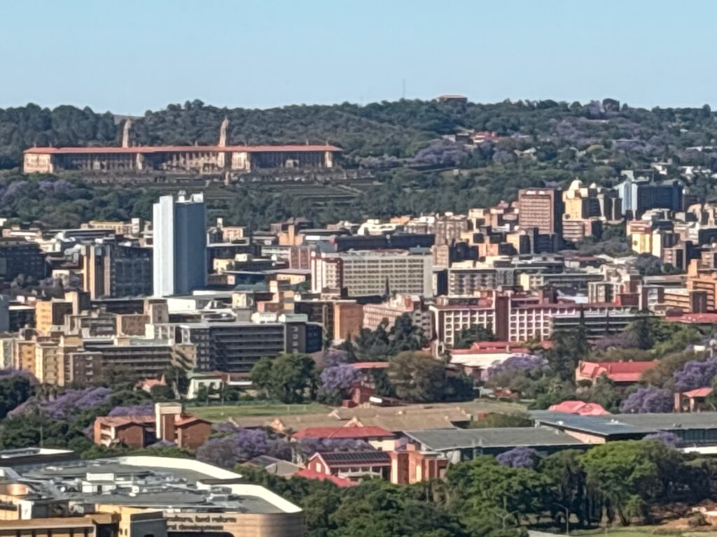 a city with trees and buildings